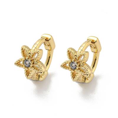 Brass Micro Pave Cubic Zirconia Hoop Earring