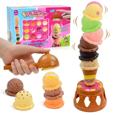 Ice Cream Design Stacking Toy, 1 Box Simulated Ice Cream Stacking Toy, Pretend Play Toy for Birthday Gifts
