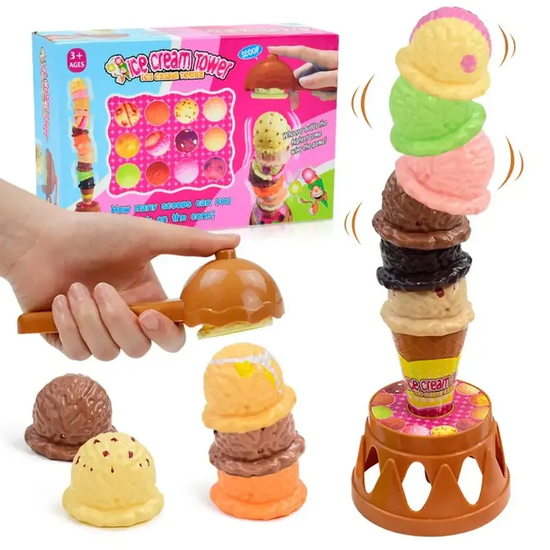 Ice Cream Design Stacking Toy, 1 Box Simulated Ice Cream Stacking Toy, Pretend Play Toy for Birthday Gifts