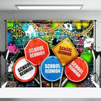 Hip Hop Graffiti Guidepost School Reunion Backdrop - Aperturee