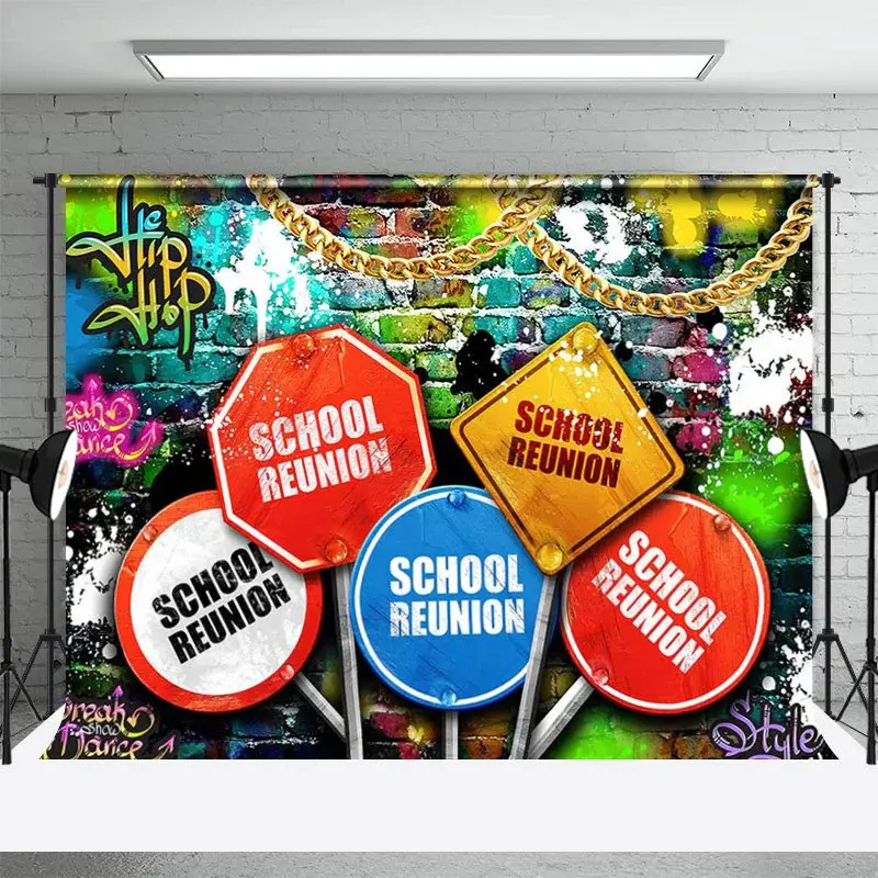 Hip Hop Graffiti Guidepost School Reunion Backdrop - Aperturee