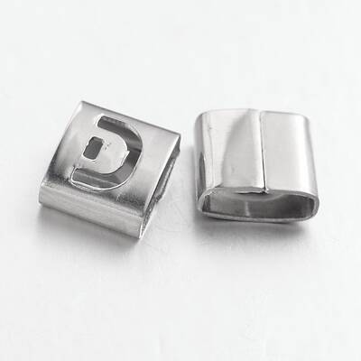 Tarnish Resistant Letter Style 201 Stainless Steel Square Slide Charms