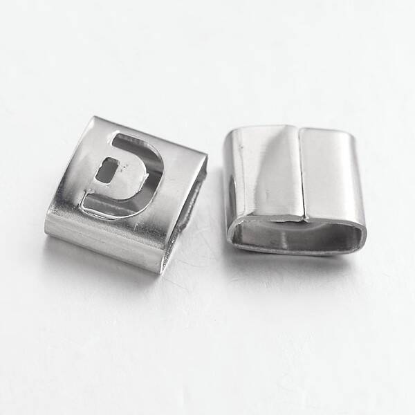Tarnish Resistant Letter Style 201 Stainless Steel Square Slide Charms