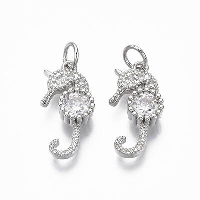 Brass Micro Pave Clear Cubic Zirconia Pendants