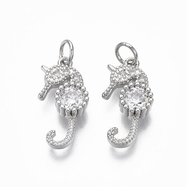 Brass Micro Pave Clear Cubic Zirconia Pendants