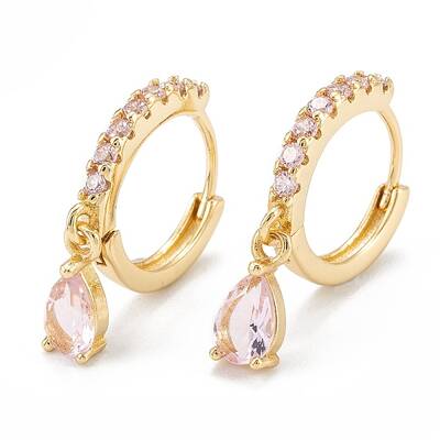 Brass Micro Pave Cubic Zirconia Huggie Hoop Earrings