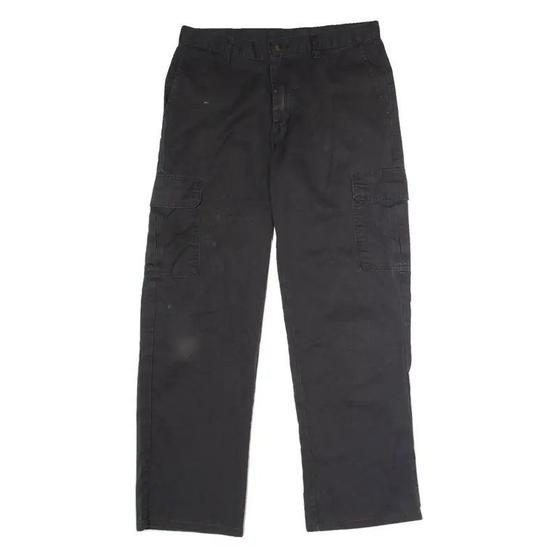 DICKIES Workwear Cargo Mens Trousers Black Regular Straight W34 L30