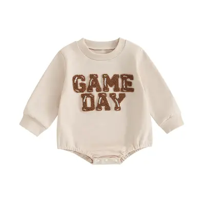 Newborn Baby Boys Girls Sweatshirt Rompers Letter Embroidery Crew Neck Long Sleeve Infant Onesie Jumpsuits Fall Winter Spring...