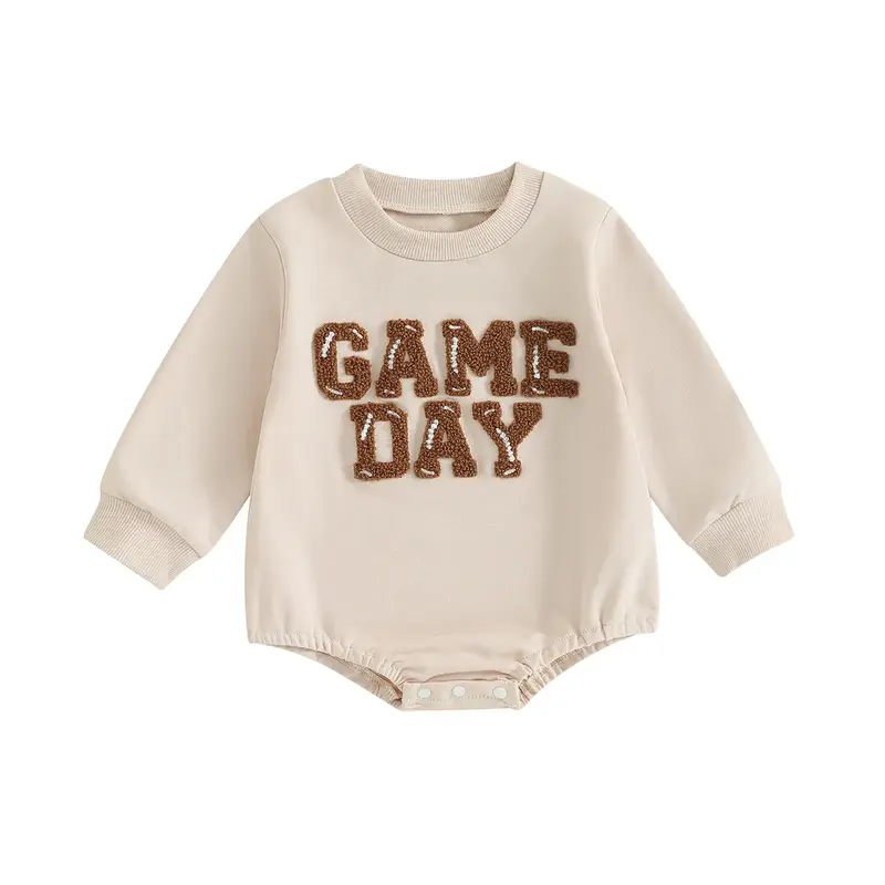 Newborn Baby Boys Girls Sweatshirt Rompers Letter Embroidery Crew Neck Long Sleeve Infant Onesie Jumpsuits Fall Winter Spring...