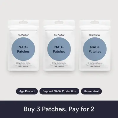 3 Packs of Kind Patches NAD+ Patches, Supports NAD+ Production, Resveratrol, Vegan, 3 Months Supply
