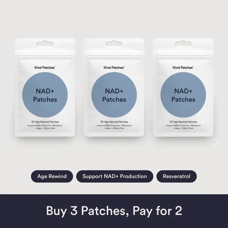 3 Packs of Kind Patches NAD+ Patches, Supports NAD+ Production, Resveratrol, Vegan, 3 Months Supply