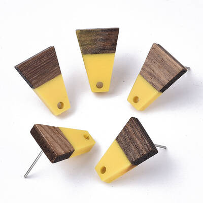 Resin & Walnut Wood Stud Earring Findings