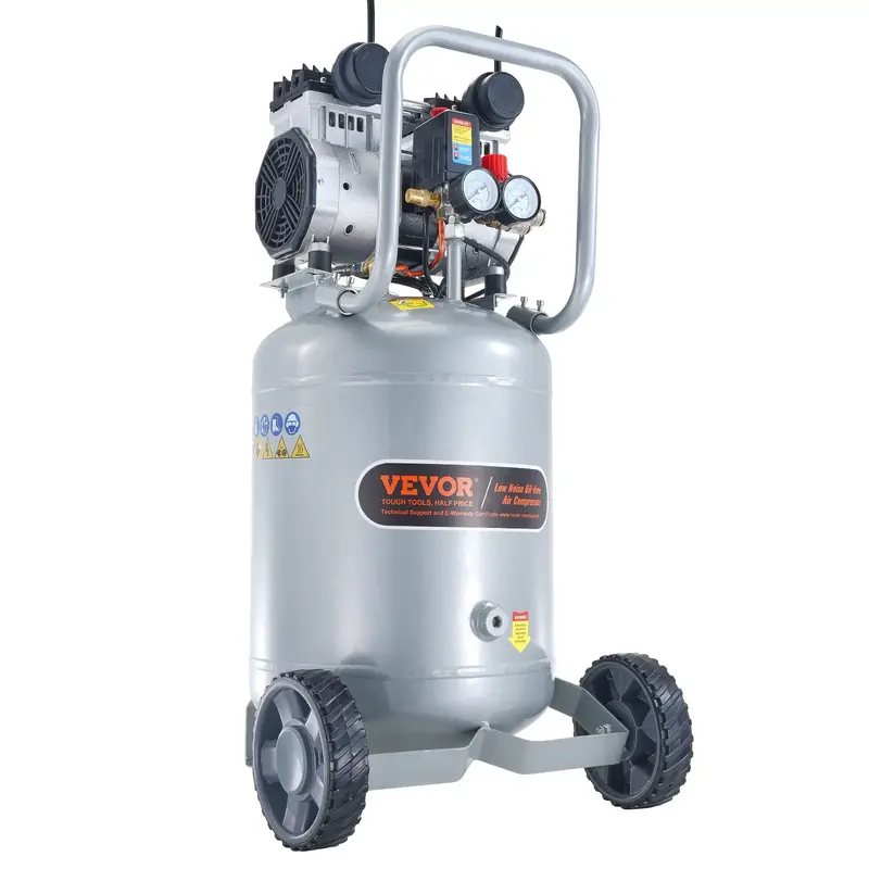VEVOR 13 Gallon Air Compressor, 2HP 4.6 SCFM@90PSI Oil Free Air Compressor Tank, 66dB Ultra-Quiet Compressor for Tire Inflati...