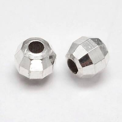 Faceted Round 925 Sterling Silver Beads