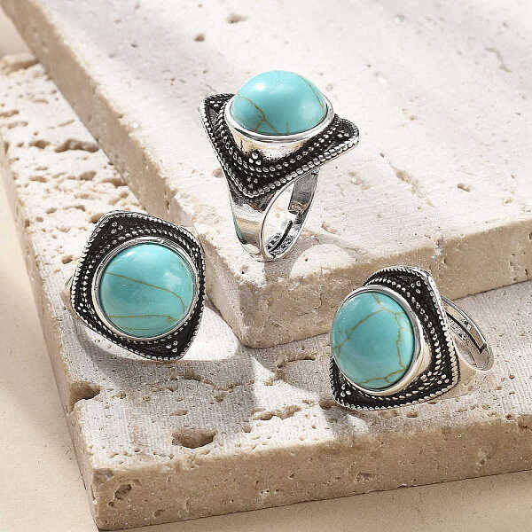 Synthetic Turquoise Adjustable Rings
