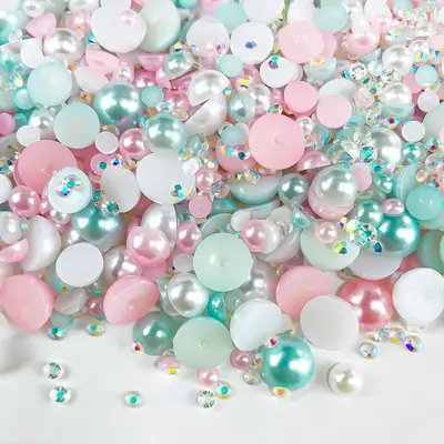 Mixed Color Faux Pearl & Rhinestone, 1200pcs/box DIY Materials For Nail Art, Face Body Art Crafts, Jewelry Decoration