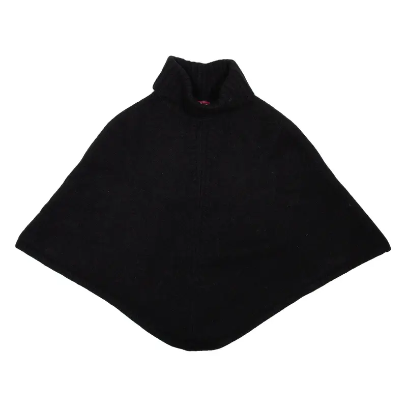 MONSOON Poncho Womens Jumper Black Roll Neck Tight Knit Sleeveless Wool S