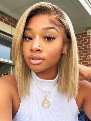 Nadula 7x5 Straight Hair Wig Brown and Honey Blonde Highlight Put on and Go Wig Invisible Knots Wig