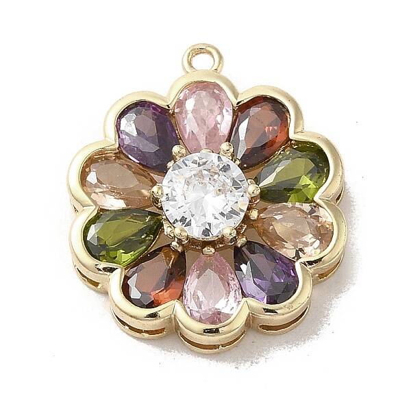 Brass Micro Pave Clear Cubic Zirconia Pendants