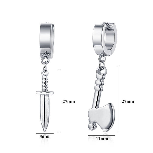 Stainless Steel Sword Axe Pendant Set for Women