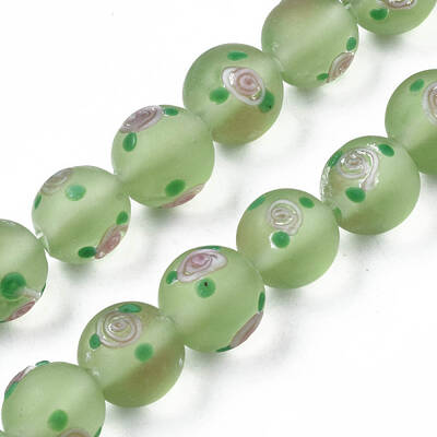 Handmade Frosted Lampwork Beads Strands