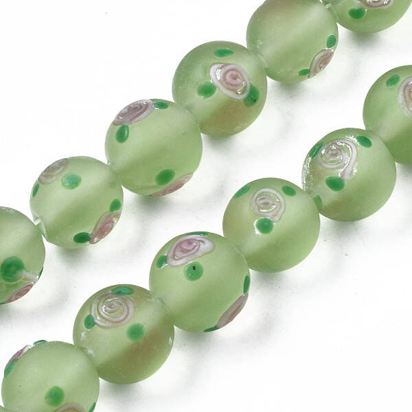 Handmade Frosted Lampwork Beads Strands