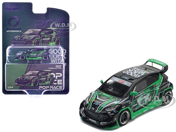 Pandem GR Yaris RHD (Right Hand Drive) Goodride Motorsports Green and Black with Graphics Enigma Exclusive Edition 1/64 D...