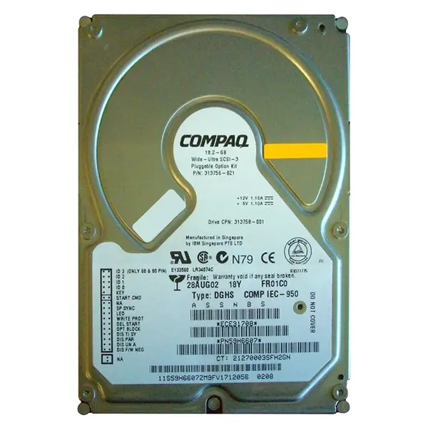 313756-B21 HP 18.2GB Wide Ultra3 SCSI 7200 3.5-inch Hard Drive