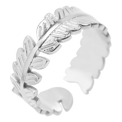 Vintage Feather Stainless Steel Couple Rings