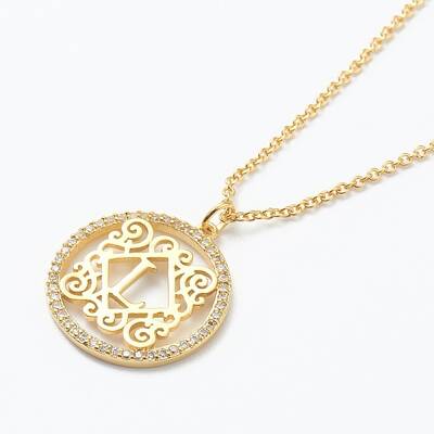 Brass Micro Pave Clear Cubic Zirconia Pendant Necklaces