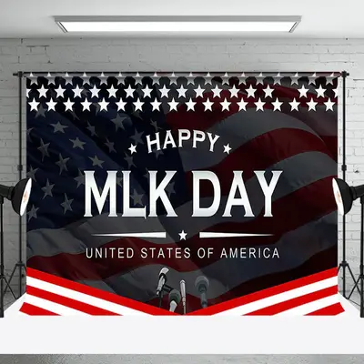 Stars Usa Flag Microphone Happy Mlk Day Backdrop - Aperturee