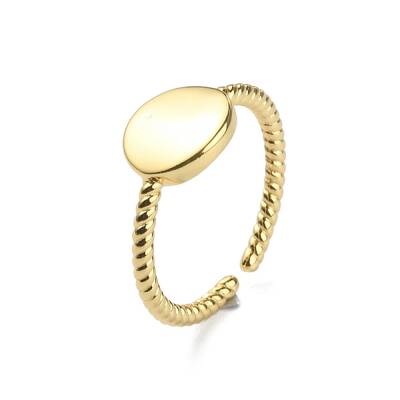 Brass Flat Round Open Cuff Ring