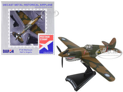 Curtiss P-40 Warhawk Fighter Aircraft Hell's Angels - Flying Tigers United States Army Air Corps 1/90 Diecast Model Airplan...