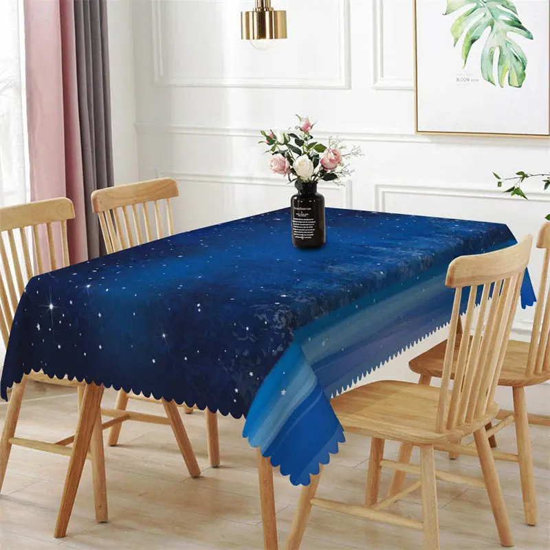 Blue Mysterious Galaxy Star Rectangle Tablecloth - Aperturee