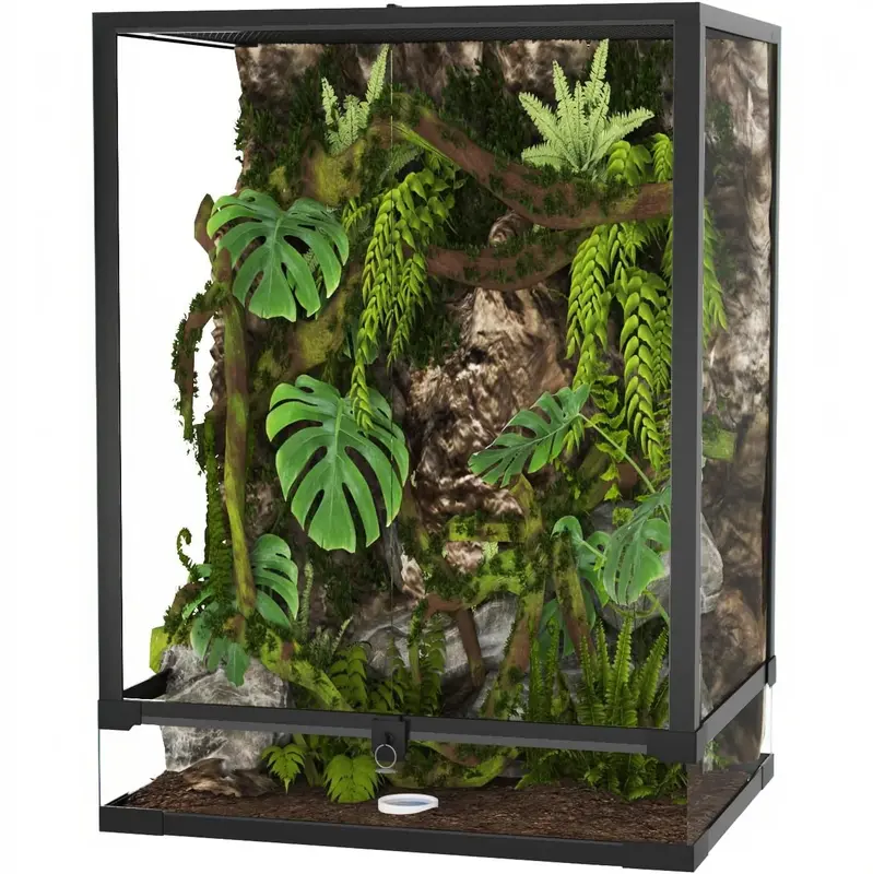 Garvee 67 Gallon Reptile Tall Glass Terrarium with Double Hinge Door & Top Screen Ventilation, ABS Plastic & Aluminum Frame, ...