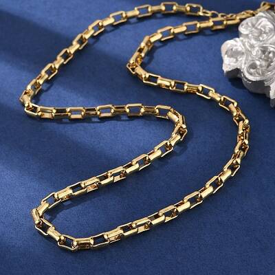 Brass Box Chain Necklaces for Women Men