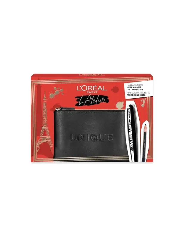 L'Oreal Paris Set: L'Oreal Paris Kajal Black Eye Pencil 1.5 g + Mega Volume Collagen 24 hours Waterproof Mascara Mega Black 9...