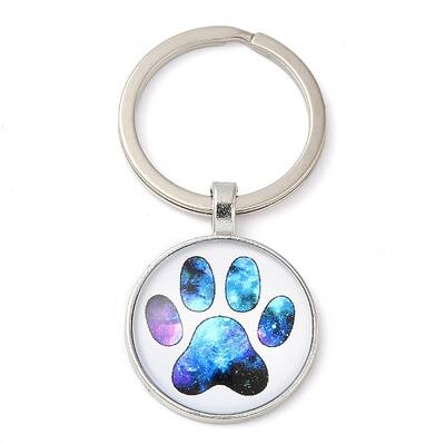 Half Round/Dome Alloy & Glass Pendant Keychain