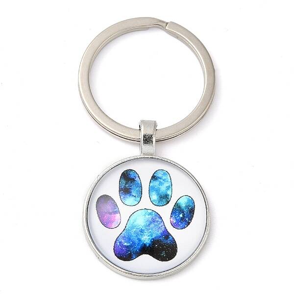 Half Round/Dome Alloy & Glass Pendant Keychain