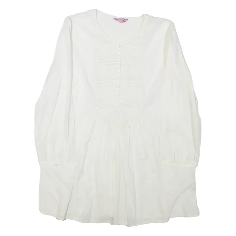 MONSOON Womens Smock Top White Long Sleeve UK 12