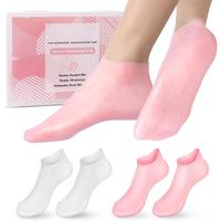 Silicone Moisturizing Socks for Dry Cracked Feet - 2 Pairs Soft Gel Aloe Foot Spa Care, Anti-Slip Moisturizer for Women Nail ...