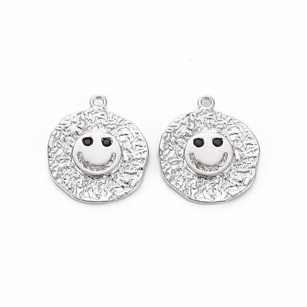 Brass Micro Pave Black Cubic Zirconia Pendants