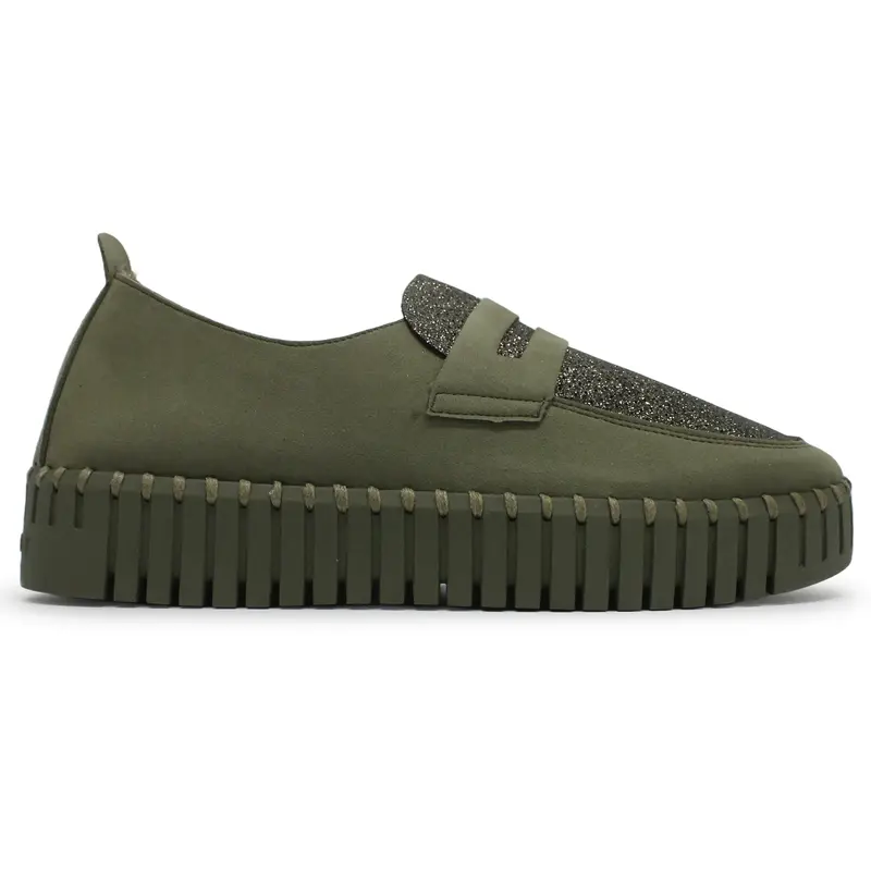 Ilse Jacobsen Tulip 3878 Textile Synthetic Women's Slip On Shoes - Army Army - Size:US 9 Women