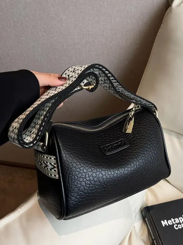 Women's Elegant Minimalist Crossbody Bag, Casual Trendy Ethnic Pattern Strap Boston Bag, Fashionable Bag for Daily Use