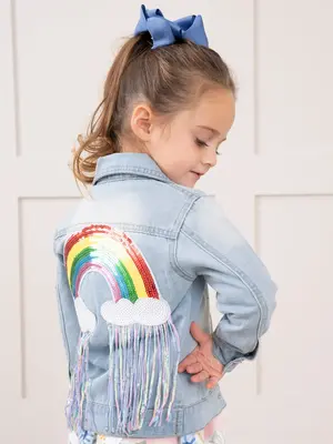 Rainbow Sequin Denim Jacket
