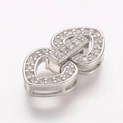 Brass Micro Pave Cubic Zirconia Fold Over Clasps