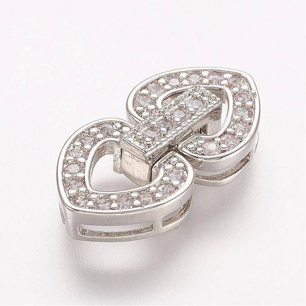 Brass Micro Pave Cubic Zirconia Fold Over Clasps