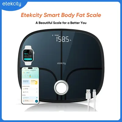 Etekcity Smart Scale, Digital Rechargeable Bathroom Weighing Monitor with BMI, Body Fat, Body Composition Analyzer, Bluetooth...