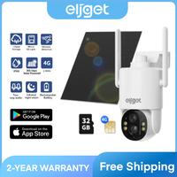 [Eljget]4G LTE Cellular Security Camera, No Wifi Security Camera, 2.5K Solar Camera Outdoor Wireless, 360° Live View, Spotli...