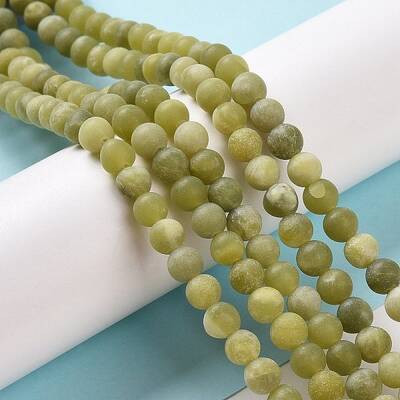 Round Frosted Natural TaiWan Jade Bead Strands